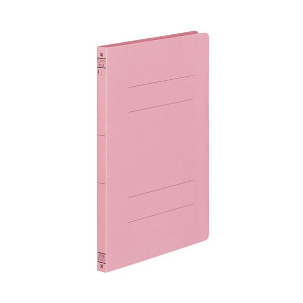 とじ具が見開きの左側に付いているから、B4書類をコンパクトなB5サイズに収容できる!B4書類もスマートに整理 収納 見開き左側のとじ具で、コンパクトなB5に変身 ピンクのフラットファイル（二つ折りタイ