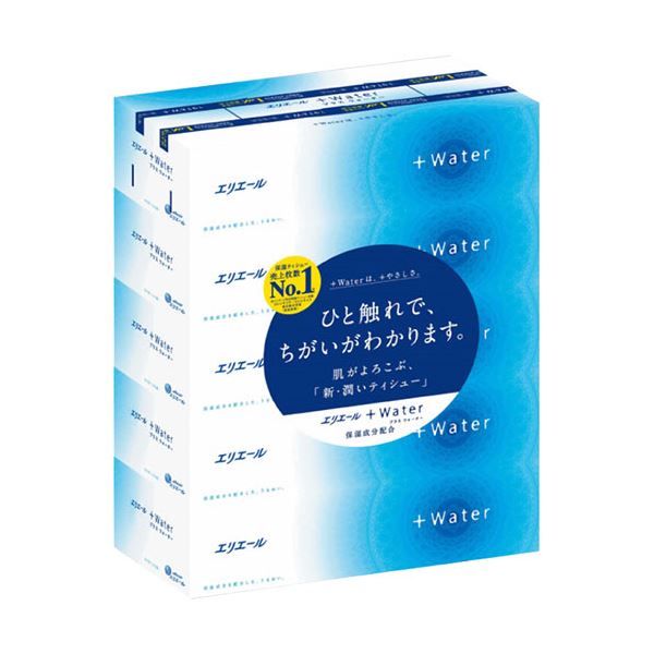 クセになるやさしさ。毎日使える新・潤いティシュー。魅了される優しさ、日々の必需品 新・潤いティシュー180組/箱 1パック（5箱）×10セット （まとめ）大王製紙 エリエール+Water180組/箱 