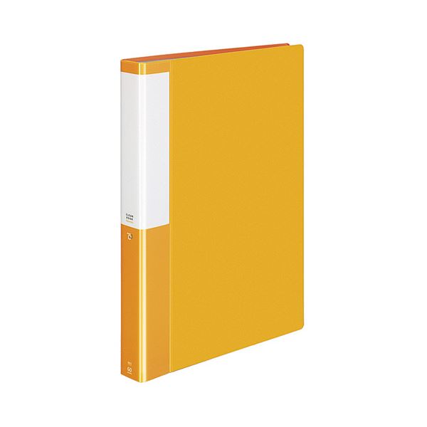 【固定式】タイトルが書き込める替背紙式で、内容物を分かりやすくファイル。見やすい 書き込める 便利な背書きクリアファイル A4サイズ60ポケット、背幅35mm、オレンジ色 4冊セット×2でお得 【固定