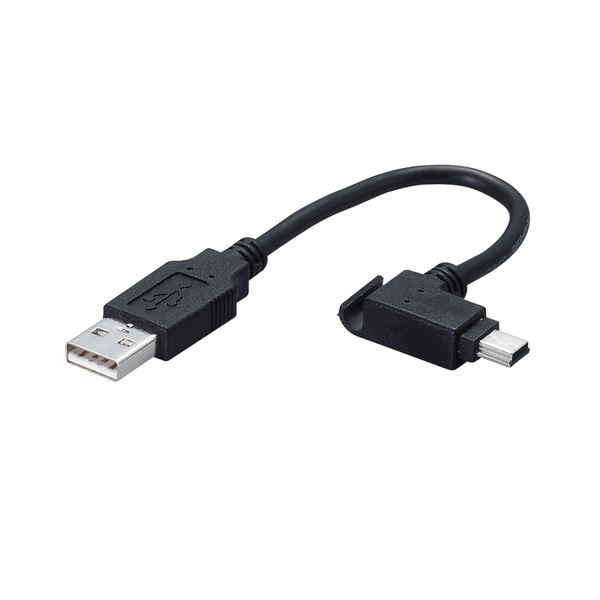 持ち運びのためにケーブルフックがついているのモバイルmini USB2.0ケーブル 配線 持ち運びに便利なブラックカラーで、0.1mのコンパクトサイズ Aオス-mini Bオスの接続で、高速データ転送