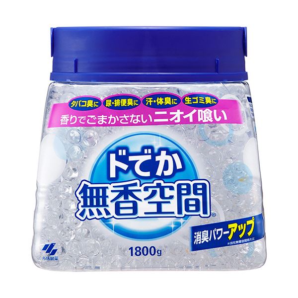 「無香空間」から消臭効果の高い超特大タイプ!超効果 驚異の消臭パワー ドでか無香空間 1800g 4個セット 臭いの元を徹底消臭 空間を清々しく 小林製薬 ドでか無香空間 本体1800g 1セット（4