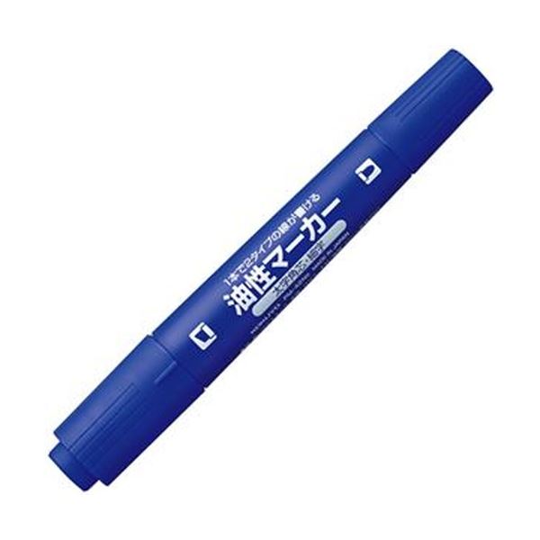 太字+細字のツインタイプの油性マーカー。2倍の書き味を楽しむ 革新的なツインタイプの油性マーカーが進化 驚きの再生樹脂油性マーカーツインブラシ 青 PM-42NB 10本セット×10でお得にGET （