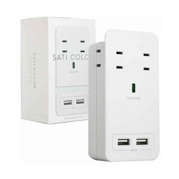 コンセントをスマートなUSB充電スタンドに変える電源タップスマートなUSB充電スタンドに変身 AC4個口+USB2ポート搭載の電源タップ ホワイトのスタイリッシュなデザインでお部屋を彩る コンパクトな