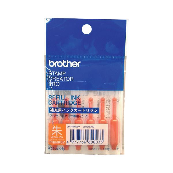 印章用品 補充液印章を美しく彩る、使い捨てタイプの補充インク 印章用品 補充液 (まとめ) ブラザー BROTHER 朱 PRINK6V 1パック（6本）【×30セット】 (まとめ) ブラザー BRO