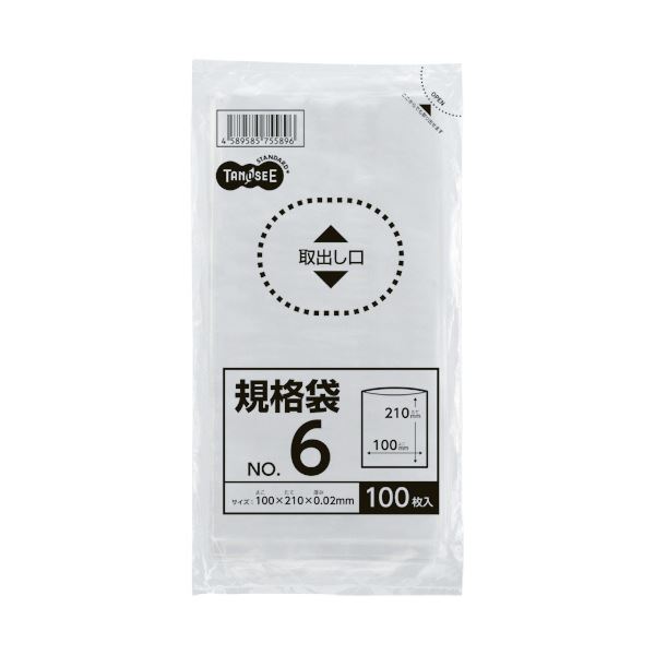 0.02mm厚のオリジナル規格袋。驚異の0.02mm超薄 プロ仕様規格袋 最高品質のTANOSEE 6号規格袋 1セットで2000枚 使い勝手抜群の100枚×20パック 【×5セット】 （まとめ） T
