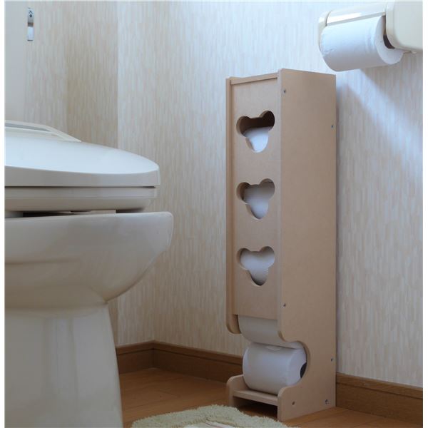 ワンポイントの可愛らしさ。薄型デザインの国産トイレ収納トイレットペーパーケース ペーパーストック ペーパーストッカー トイレ用品 お手洗い収納 日用品 日用雑貨可愛らしさ満点 スリムデザインの国産 ト