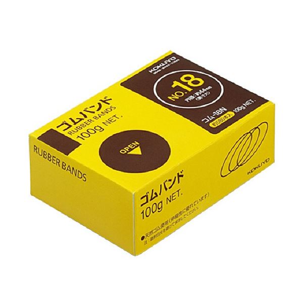 天然ゴムを使用し、強度に優れた高品質のゴムバンド。高品質なゴムバンドの王者 強靭な天然ゴムで作られた、内径約44mmのゴムバンド100g/パックが10パックセットで登場 コム-18Nがあなたのニーズに