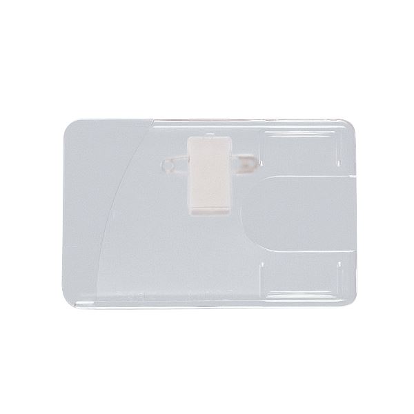 ホルダーは衝撃に強い再生ポリカーボネート樹脂製。バッチタイプIDカード名札です。高い耐久性 頑丈 な再生ポリカーボネート製バッチタイプ 衝撃に強く、安心 のIDカード用名札 ヨコ型ハードタイプでクリッ