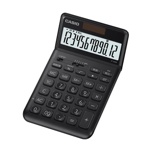 優雅に美しく。洗練されたスマートデザイン。美しさと洗練を兼ね備えた、優雅なスマートデザインの12桁電卓 シックなブラックカラーで、まとめて5台セット 使いやすさとスタイリッシュさを追求した、カシオの新