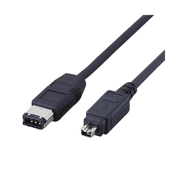 4ピン(i.Link、DV端子)・6ピンのIEEE1394に準拠したパソコンとデジタルビデオカメラ等を接続するケーブルです。高速データ転送のための信頼性と耐久性を兼ね備えたのブラックケーブル 配線 デ