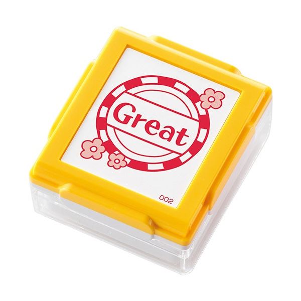 テストの答案用紙や宿題への評価にポン！評価のポン テストや宿題に輝くスタンプくん イエローの魅力溢れるGreat PEW-A1-R-02 1個×5セットでお得 黄 (まとめ) シヤチハタ いいねスタン