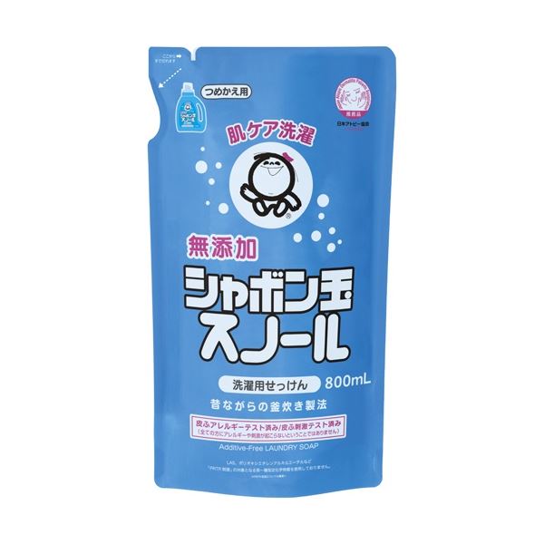 無添加の液体洗濯石けん自然派の洗濯用液体石けん (まとめ) ピュアソープ スノーフレーク詰替用 800ml 1パック 【×5セット】 (まとめ) シャボン玉石けん シャボン玉 スノール詰替用 800m