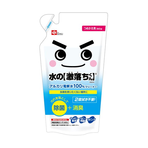 2度拭き不要で、いろいろな場所に使える。1本で2度拭き不要 あらゆる場所で使える 驚異の水の力 水の奇跡くん つめかえ用360ml 1個【×20セット】 （まとめ）レック 水の激落ちくん つめかえ用3