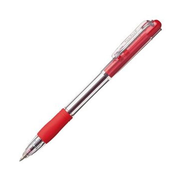 スタンダードタイプの油性ボールペン。進化したスタンダード 握りやすいノック式油性ボールペン 0.7mm 赤（軸色：クリア）1セット（100本：10本×10パック）【×5セット】 （まとめ）TANOSE