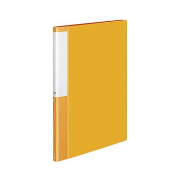 【固定式】タイトルが書き込める替背紙式で、内容物を分かりやすくファイル。見やすい 書き込める 便利な背書きクリアファイル A4サイズ20ポケット、背幅15mm、オレンジ色 （まとめ）10冊セット×5セ