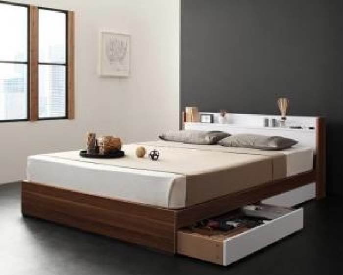 シングルベッド 白 整理 収納付き ベッド マルチラススーパースプリングマットレス付き セット 棚・コンセント付き整理 収納 ベッド( 幅