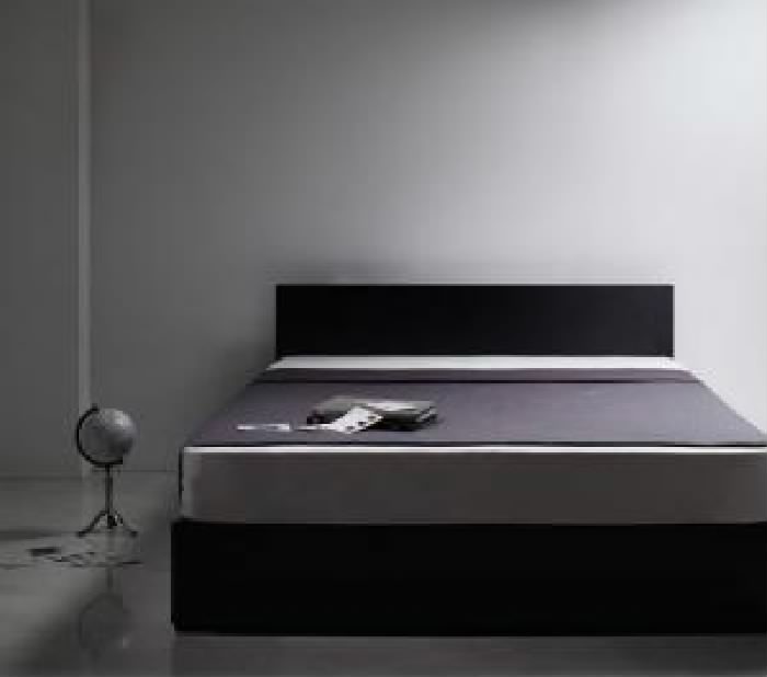 シングルベッド 黒 収納付きベッド プレミアムボンネルコイルマットレス付き シンプルモダンデザイン・収納ベッド( 幅:シングル)( 奥行