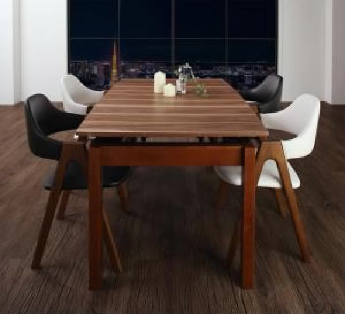機能系テーブル 机 ダイニングセット 5点 ダイニングテーブルセット (テーブル +チェア (イス 椅子) 4脚) 北欧テイスト 天然木 木製 ウォ
