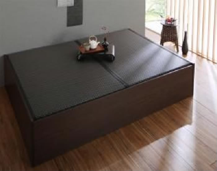セミダブルベッド 黒 茶 畳ベッド用ベッドフレームのみ 単品 布団が整理 収納 できる・美草・小上がり畳ベッド( 幅:セミダブル)( フレー