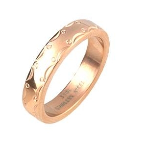 ステンレスリング ステンレス製 指輪 アラベスク模様 ピンクゴールドカラー 5号 愛を象徴するアラベスク模様が輝く、ピンクゴールドカラ