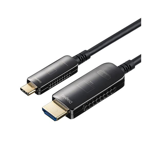 サンワダイレクト USB Type-CTo HDMI 変換ケーブル 配線 光ファイバー 10m 4K/60Hz ブラック 500-KC037-10 1本 黒 送料無料