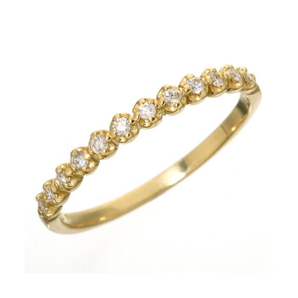 K18 ダイヤハーフエタニティリング イエローゴールド 17号 指輪 黄 輝く宝石のハーフエタニティリング、18金のイエローゴールドで贅沢に
