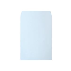 （まとめ）透けないカラー封筒ワンタッチテープ付 角2 パステルブルー 100枚入×5パック 青 透明度ゼロ 一瞬で封をするカラー封筒 角2サ
