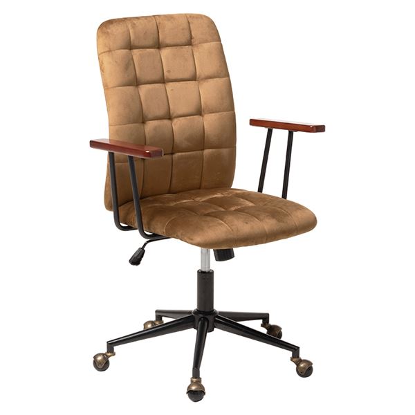 オフィス 事務用 チェア (イス 椅子) デスク (テーブル 机) チェア 約幅63.5cm ブラウン 360°回転 昇降式 ロッキング機能 キャスター 肘