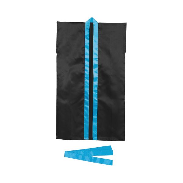(まとめ) サテンロングハッピ Sサイズ 黒（青襟） 【×5セット】 黒い青襟の魅力を纏う、サテンロングハッピSサイズの魔法 送料無料