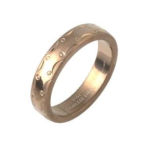 ステンレスリング ステンレス製 指輪 アラベスク模様 ブロンズカラー 9号 愛を象徴するステンレスリング 美しいアラベスク模様が輝くブロ