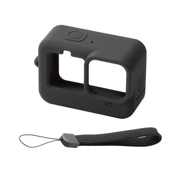 GoPro HERO9 Black用 シリコンケース ハンドストラップ付き アクションカメラ ゴープロ9 ブラック AC-GP9BSSCBK 黒
