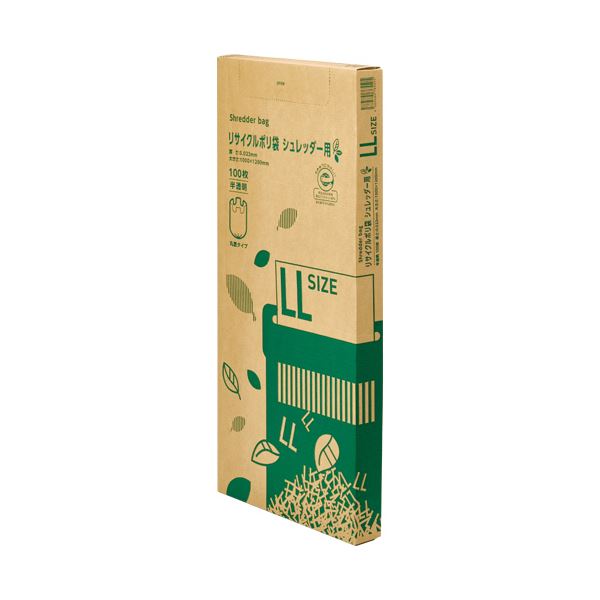 (まとめ）TANOSEE リサイクルポリ袋シュレッダー用 LL BOXタイプ 1箱（100枚）【×5セット】◇関連： 生活用品／インテリア／雑貨／文具／オフィス用品／袋類／ビニール袋 （キーワード： 