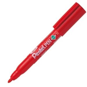 （まとめ）ぺんてる ペン ENN50-B 中字 丸芯 赤【×30セット】 仕事に彩りを添える オフィスで大活躍のオイルマーカー プロ仕様のサイン