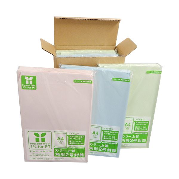 寿堂 カラー封筒 色色くん 角2(3色入)10561 1ケース（600枚） 鮮やかなカラーミックスで彩る角2サイズの封筒、寿堂が贈る600枚の色色くん