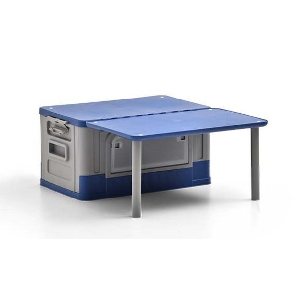 コンテナボックス 約幅615mm ブルー テーブル 机 整理 収納 ボックス 組立品 アウトドア キャンプ バーベキュー レジャー 青 一瞬でテー