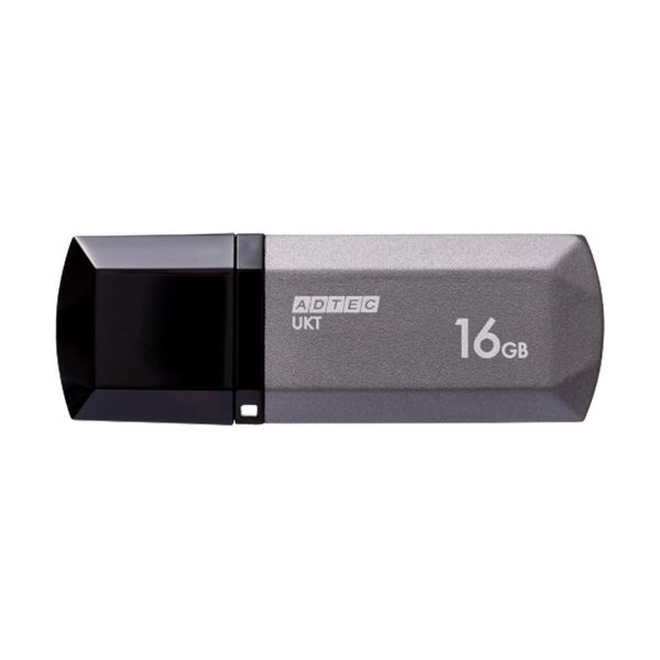 （まとめ）アドテック USB2.0キャップ式フラッシュメモリ 16GB ミッドナイトシルバー AD-UKTMS16G-U2R 1個【×10セット】 送料無料