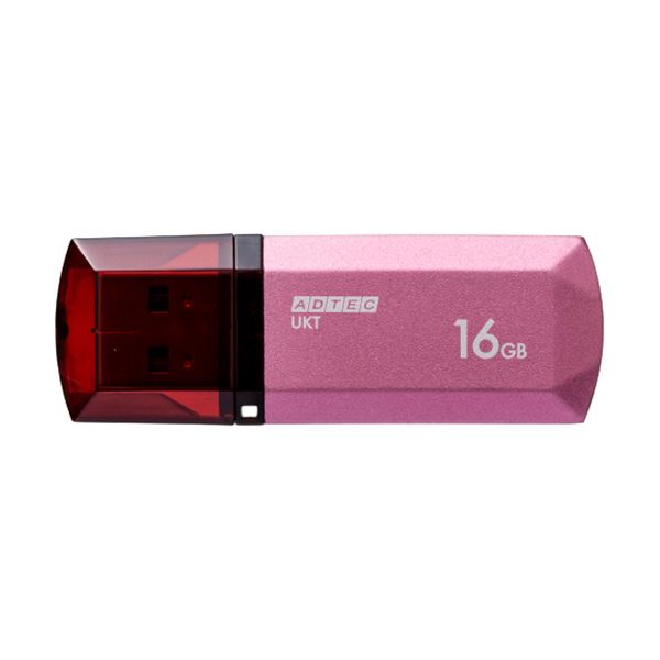 （まとめ）アドテック USB2.0キャップ式フラッシュメモリ 16GB パッションピンク AD-UKTPP16G-U2R 1個【×10セット】 送料無料