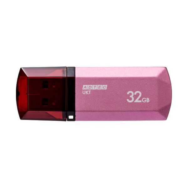 （まとめ）アドテック USB2.0キャップ式フラッシュメモリ 32GB パッションピンク AD-UKTPP32G-U2R 1個【×10セット】 送料無料