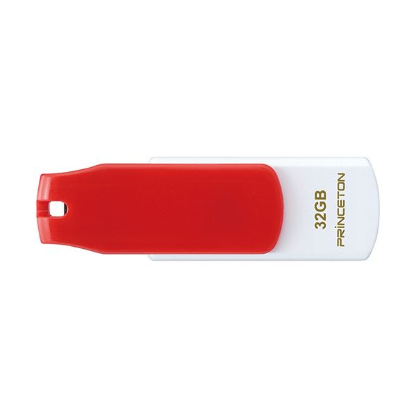 プリンストン USBフラッシュメモリーストラップ付き 32GB レッド/ホワイト PFU-T3KT/32GMGA 1個 白 赤