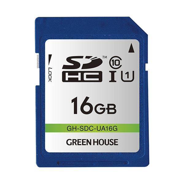 （まとめ）グリーンハウス SDHCメモリーカード16GB UHS-I Class10 GH-SDC-UA16G 1枚【×3セット】 緑 送料無料