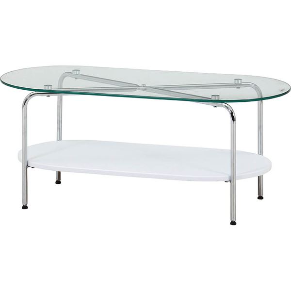 Chamill ガラスセンターテーブル 机 ホワイト 組立品 白 透明なガラスセンターテーブルで、清潔感溢れるホワイトカラー 組み立て済みで即