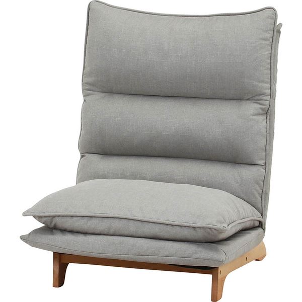 ダブルクッション座椅子 (イス チェア) 1P LGY ライトグレー 組立品 包み込まれる至福の座り心地 究極のフィット感を味わえるハイバック