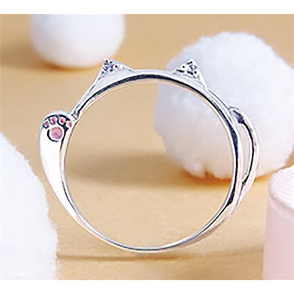 ダイヤモンド招き猫リング/指輪 【11号】 シルバー925 ダイヤモンド約0.02ct 日本製 国産 送料無料