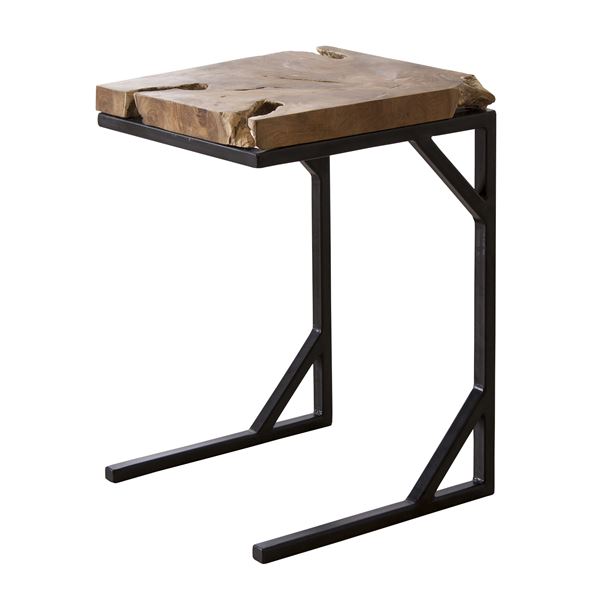サイドテーブル エンドテーブル コーナーテーブル 小型 脇台 机 ミニテーブル 幅40cm 木製 チーク 無垢材 金属 スチール リビング ダイニ