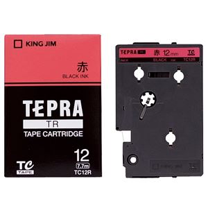 （まとめ） キングジム テプラ TR テープカートリッジ パステル 12mm 赤／黒文字 TC12R 1個 【×4セット】 送料無料