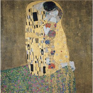 世界の名画シリーズ、プリハード複製画 グスタフ・クリムト作 「接吻」（額縁付） 驚異的な色再現力で、まるで本物のような名画があなた