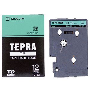 （まとめ） キングジム テプラ TR テープカートリッジ パステル 12mm 緑／黒文字 TC12G 1個 【×4セット】 送料無料
