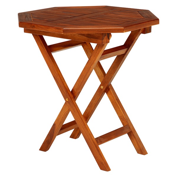 折りたたみテーブル 机 幅70cm 八角形 チーク材使用 木目調 木製 ガーデンテーブル アウトドアテーブル キャンプ 送料無料