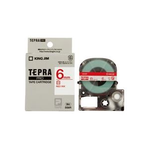 (業務用50セット) キングジム テプラPROテープ/ラベルライター用テープ 【幅：6mm】 SS6R 白に赤文字 送料無料