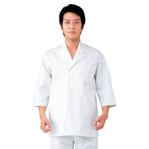 workfriend 男子調理用白衣綿100%七分袖 SKG311 Sサイズ 職人の技を華麗に映し出す、柔らかな風合いの綿100%調理用ホワイトユニフォーム